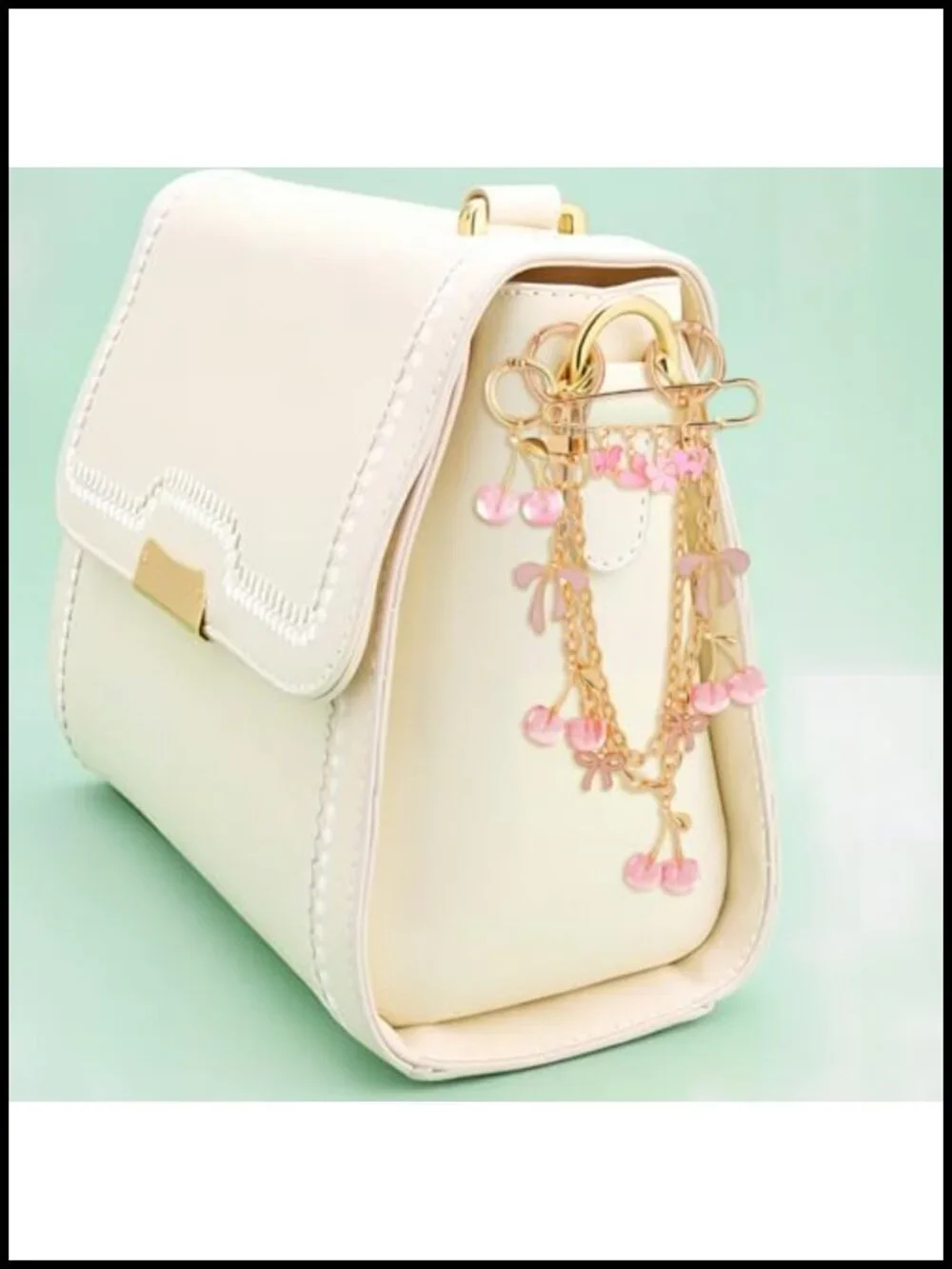 3pc Metal Bag Charms Set w/ Safety Pin & Keychain Gold-Tone Purse Charms